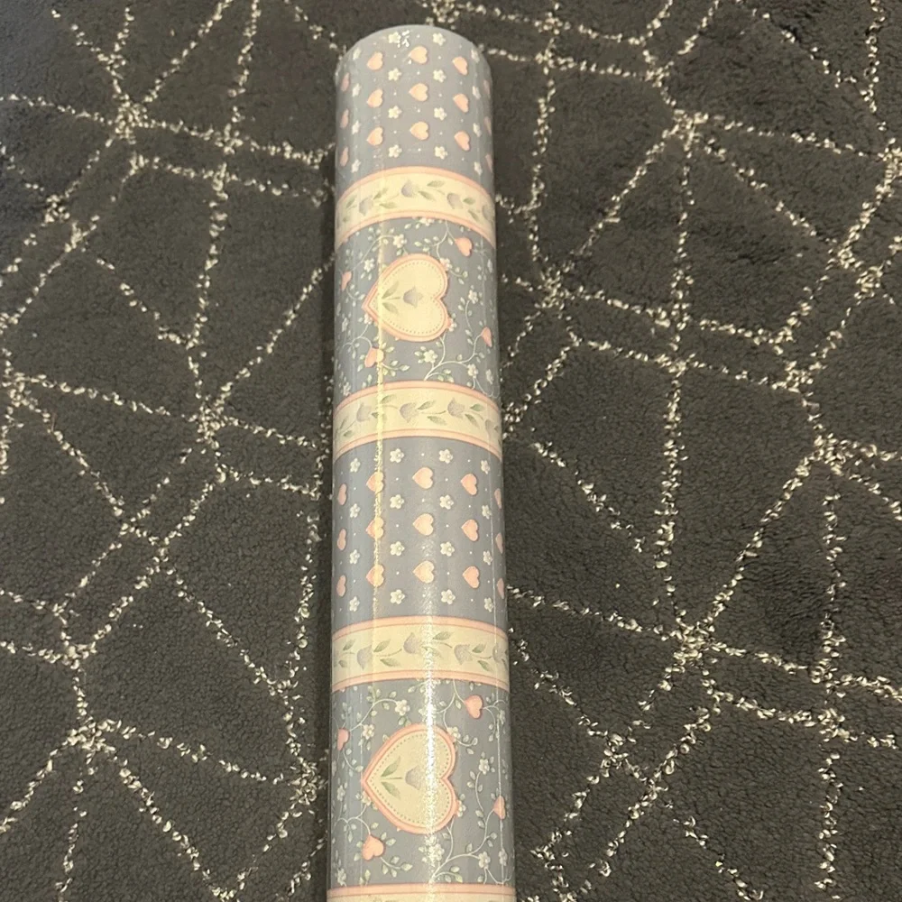 Blue and White Heart Wallpaper Roll 33ft x 201/2”